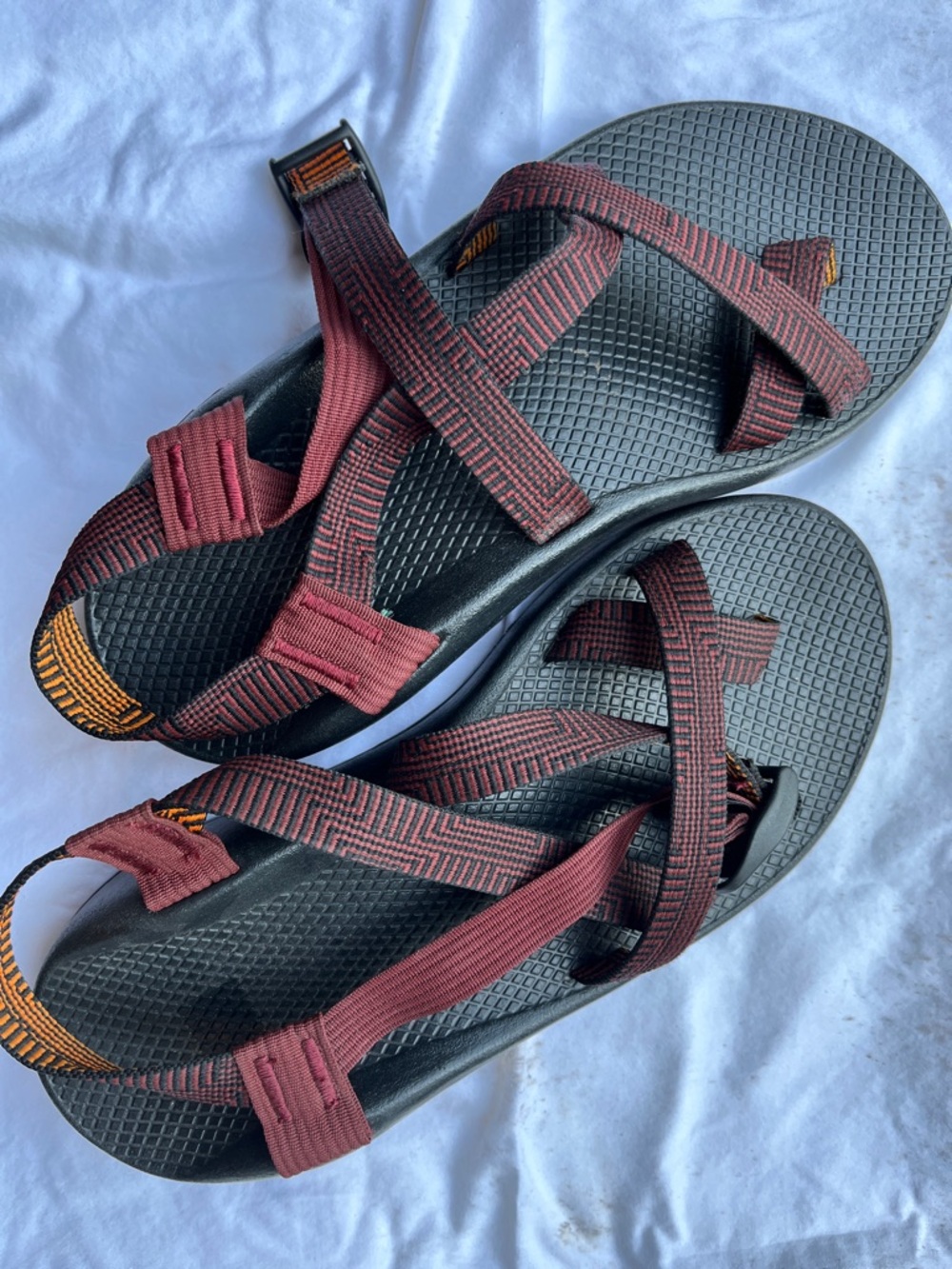 Chaco Burgundy and Black Trail Sandals size 10.5